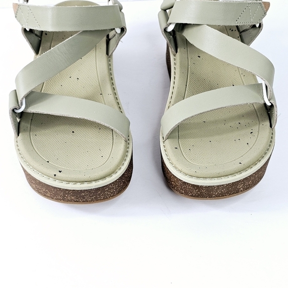 New! Teva Madera Wedge Leather Platform Sandals in Eucalyptus - Picture 8 of 13